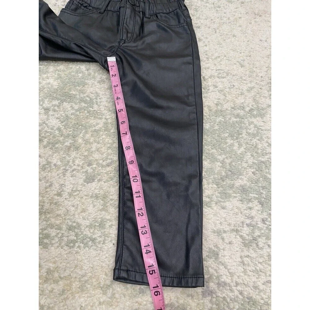 Baby Gap Girls 5T 5 Years Highrise Black Vegan Leather Pants Jeans